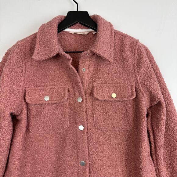 Soft Surroundings Womens Teddy Pocket Front Shacket Jacket Pink - Size PXS - Picture 2 of 10